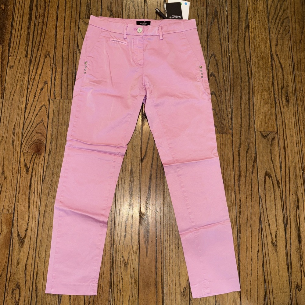 Mason's Forte Dei Marmi‎ Women's Pink Casual Cropped Pants 40 Italian Studded